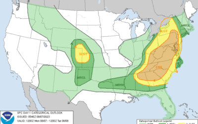 Aug. 7th; Severe Storms Move East, Showers Possible Early