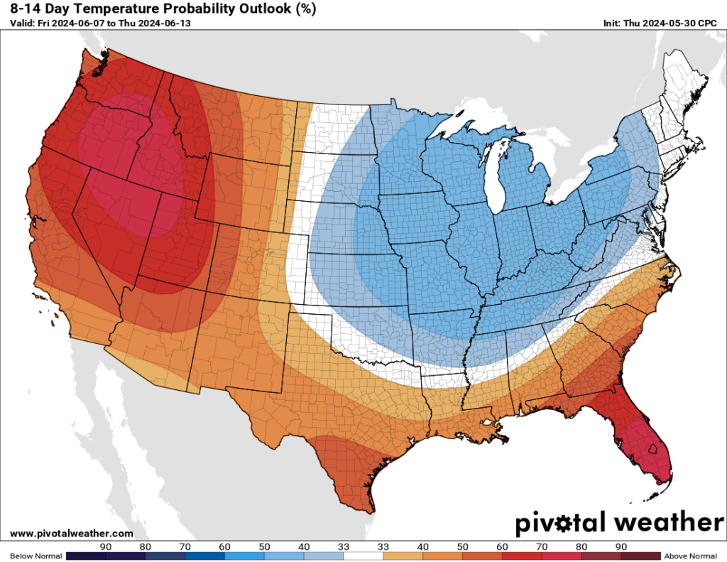 Things look cooler by next weekend.