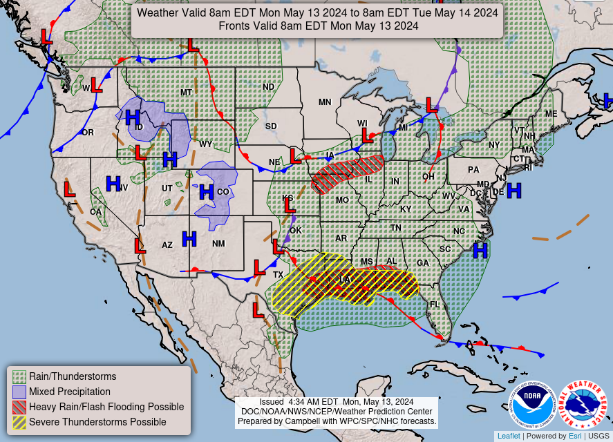 May 13th; Showers and Storms Likely Through the Week