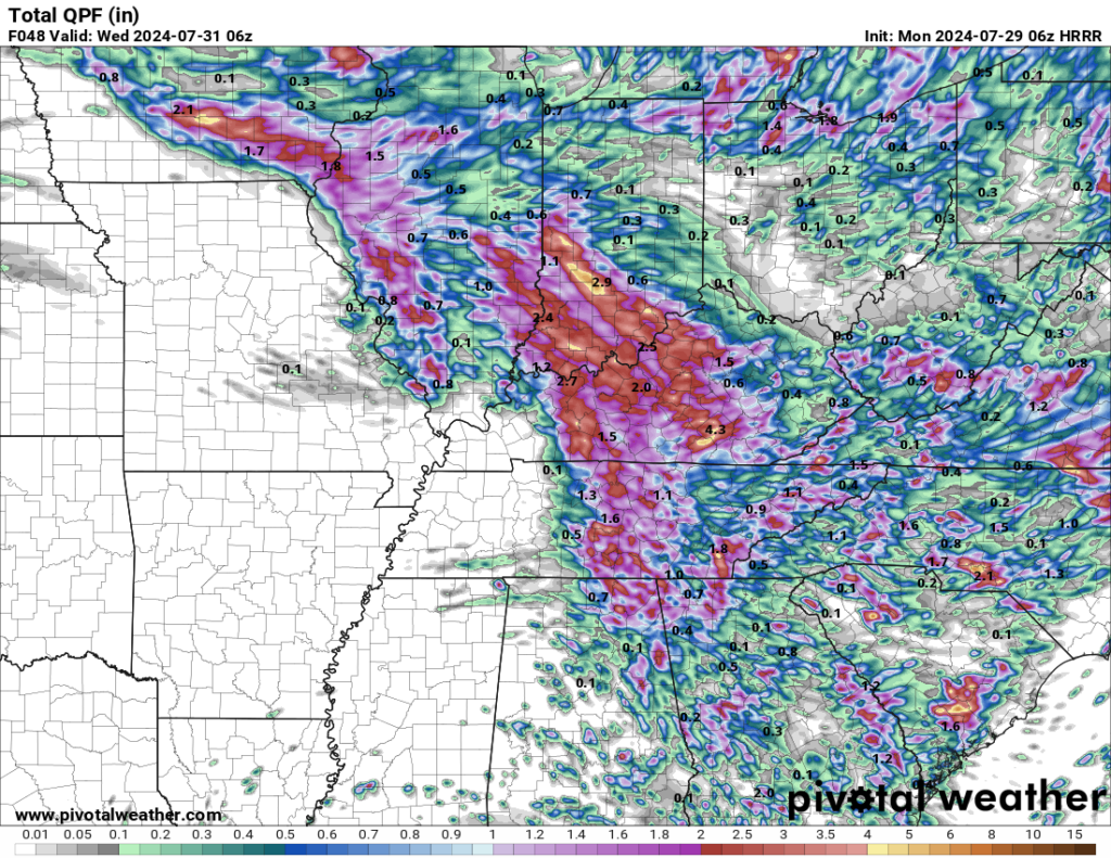 Scattered Showers and Storms Close Out July