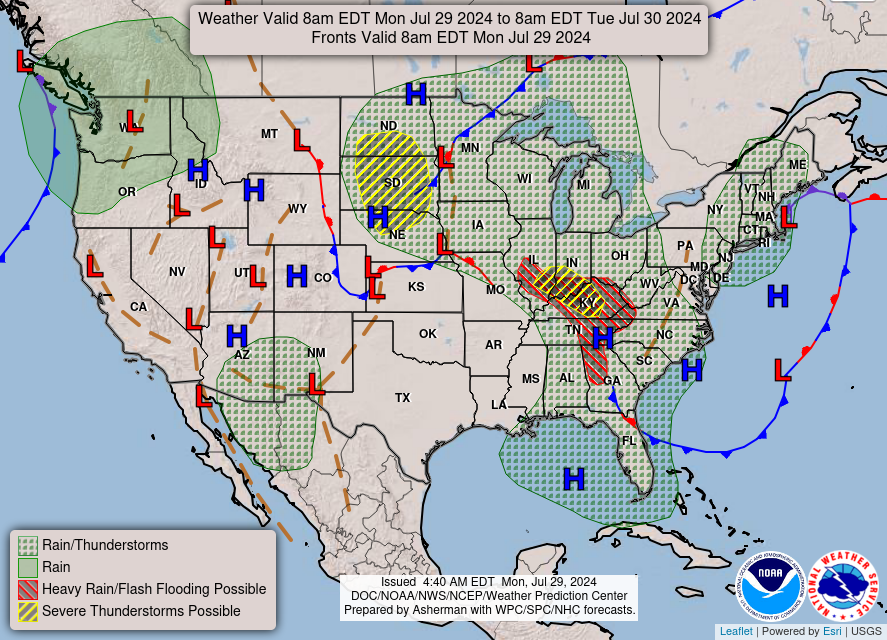 Scattered Showers and Storms Close Out July