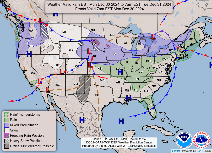 Scattered Rain Showers Close Out 2024