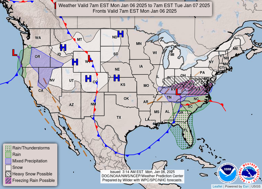 Jan. 6th; Messy Winter Storm Brings Snow Through Noon