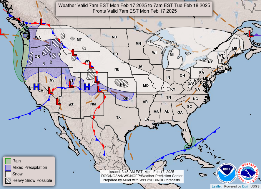 Feb. 17th; Snow on the Menu After Widespread Flooding